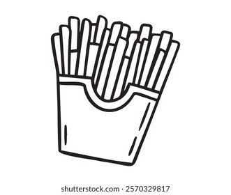 french fries doodle hand drawn icon. Outline drawing french fries line clipart symbol. Vector illustration