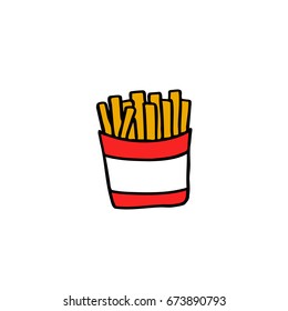 french fries doodle icon