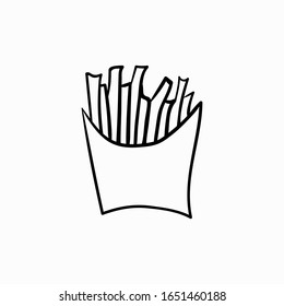 French fries doodle icon. Drawing by hand. Vector illustration.
