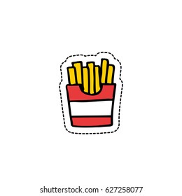 french fries doodle icon, sticker