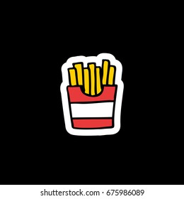 french fries doodle icon, sticker