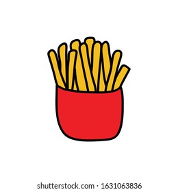 french fries doodle icon, vector illustration