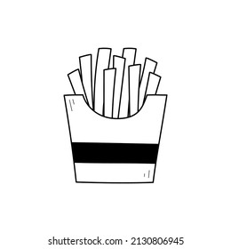 French fries doodle outline icon. French fries isolated line drawing element. Vector illustration