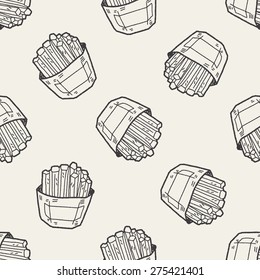 French fries doodle seamless pattern background