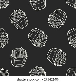 French fries doodle seamless pattern background