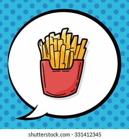 french fries doodle, speech bubble