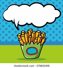 french fries doodle, speech bubble