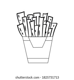 French fries drawing on white background, vector illustration