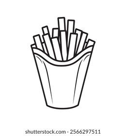  French Fries Drawing vector, coloring page illustration line art design