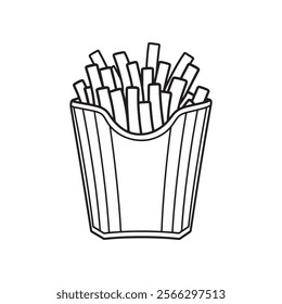  French Fries Drawing vector, coloring page illustration line art design