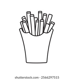  French Fries Drawing vector, coloring page illustration line art design