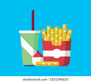 french fries with drink vector icon design