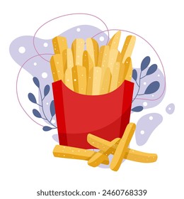 Pommes frites Element. Vektorillustration mit Essensthema. Editierbares Vektorgrafik-Element.