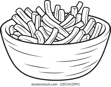 French fries engraving style, Basic simple Minimalist vector SVG logo graphic, isolated on white background, children's coloring page, outline art, thick crisp lines, black and whi svg