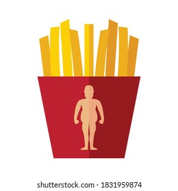 French fries and excess calories, Vector illustration in flat style