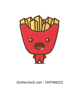 French fries fast food cartoon illustration