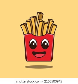 Dibujo de diseño plano del vector de dibujos animados de comida rápida Fries franceses