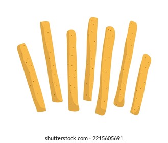 French fries. Fast food. Fried potatoes. Flat vector illustration isolated on white background