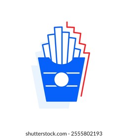 French fries, fast food icon. Restaurant line editable sign.  Public catering related icon. Menu category. Vector illustration in modern thin line style.