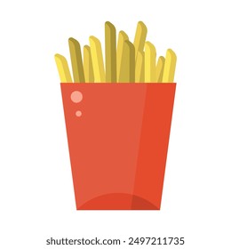 French fries fast food illustration on white background.