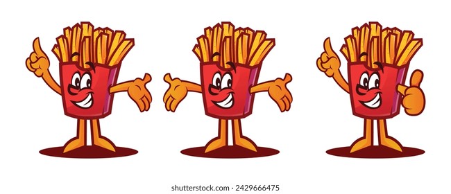 French fries. Fast food mascot in cartoon style. Vector illustration