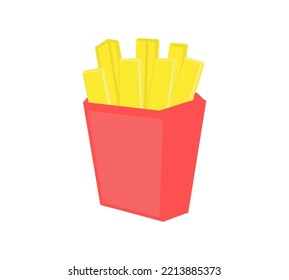 French fries, a fast food product in a glass, color drawing, on a transparent background, for printing and design