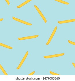 French fries fast food seamless pattern, background.