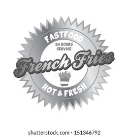 french fries fast food silver label theme