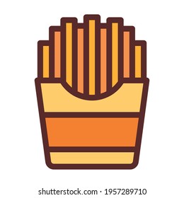 french fries fast food single isolated icon with filled line style