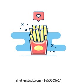 French fries Fast food vector illustration. Flat design. Fast food. For sticker, icon, web line page, background, wallpaper and more.