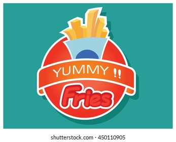 French fries flat design.