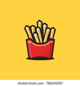 french fries in flat design, fast food logo