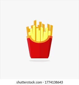 French fries flat design vector, icon french fries symbol and illustration 