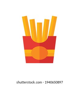 French Fries Flat Icon Logo Illustration Vector Isolated. Fast Food and Restaurant Icon-Set. Suitable for Web Design, Logo, App, and Upscale Your Business.