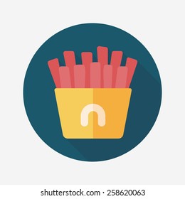 french fries flat icon with long shadow,eps10