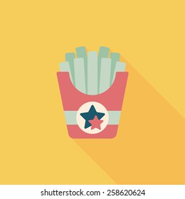french fries flat icon with long shadow,eps10