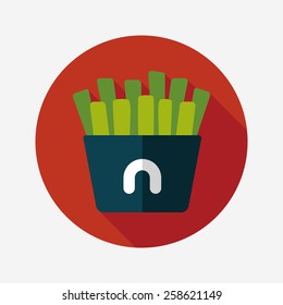 french fries flat icon with long shadow,eps10