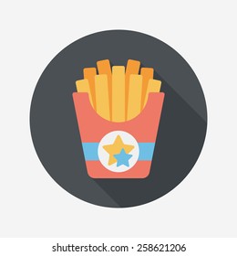 french fries flat icon with long shadow,eps10