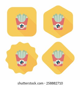french fries flat icon with long shadow,eps10