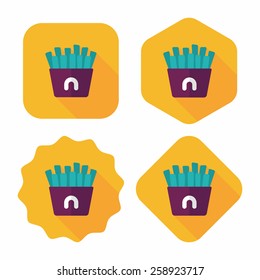 french fries flat icon with long shadow,eps10