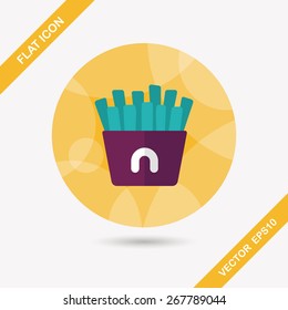 french fries flat icon with long shadow,eps10