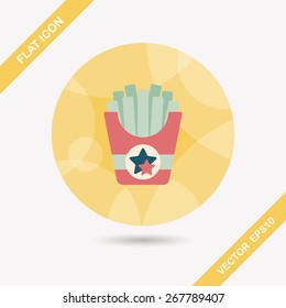 french fries flat icon with long shadow,eps10