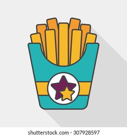 french fries flat icon with long shadow,eps10
