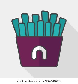 french fries flat icon with long shadow, eps10