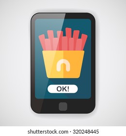 french fries flat icon with long shadow,eps10