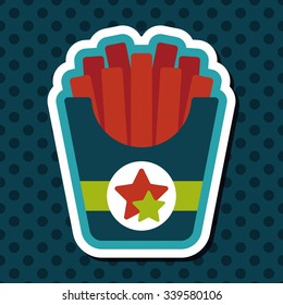 french fries flat icon with long shadow,eps10