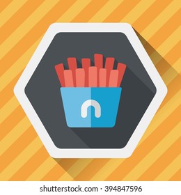 french fries flat icon with long shadow,eps10