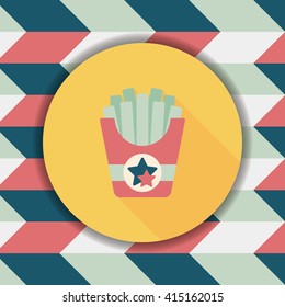 french fries flat icon with long shadow,eps10