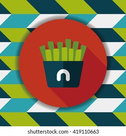french fries flat icon with long shadow,eps10