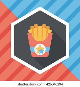 french fries flat icon with long shadow,eps10